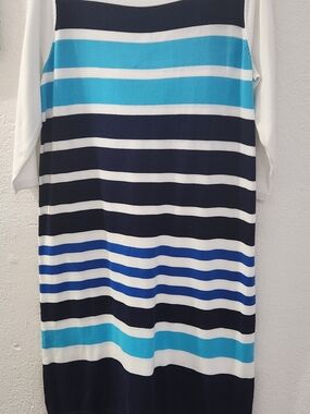 Striped Knit Dress in Navy, White & Bright Blue